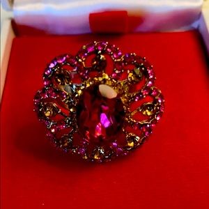 Large pink and lite pink stone fashion ring